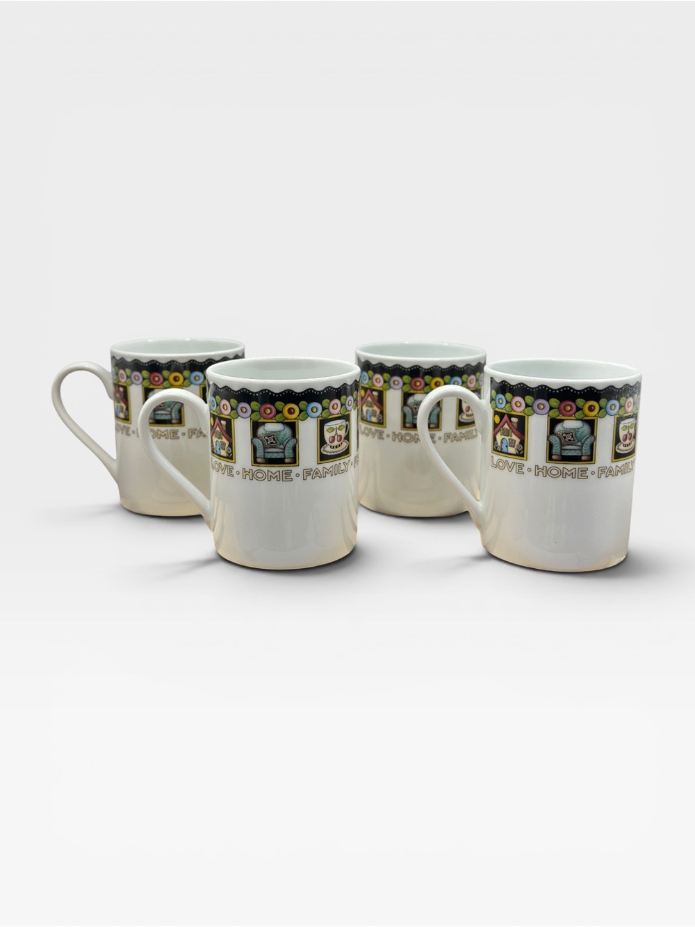 4X Vintage Mary Engelbreit Coffee/Tea Mugs ME • American Folk • Storybook Artist